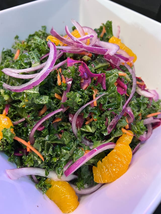 Strawberry Vinaigrette kale salad.